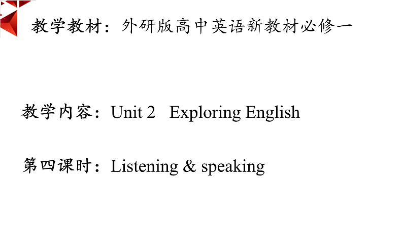 外研必修第一册Unit2 Listening and Speaking 名师课件1第1页