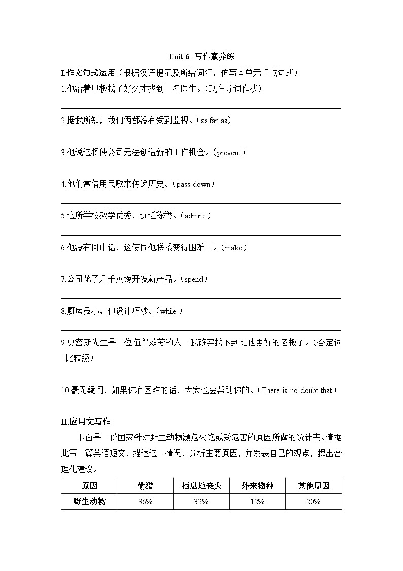 外研必修第一册Unit6_写作素养练第1页