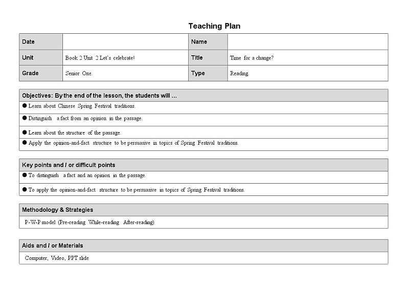 外研必修第二册Unit2  Developing ideas-reading 名师教学设计第1页
