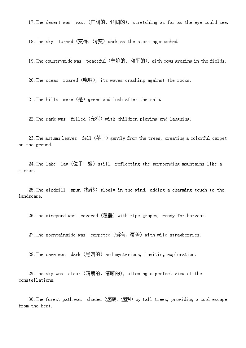 高中英语2025届高考读后续写环境描写词语填空和句子翻译练习（附参考答案）第3页