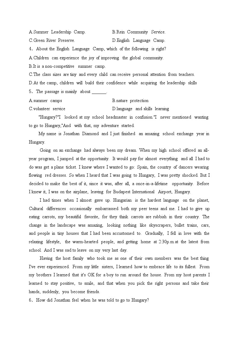 江苏省常州市五校2024-2025学年高二上学期10月联考英语试卷(含答案)第2页