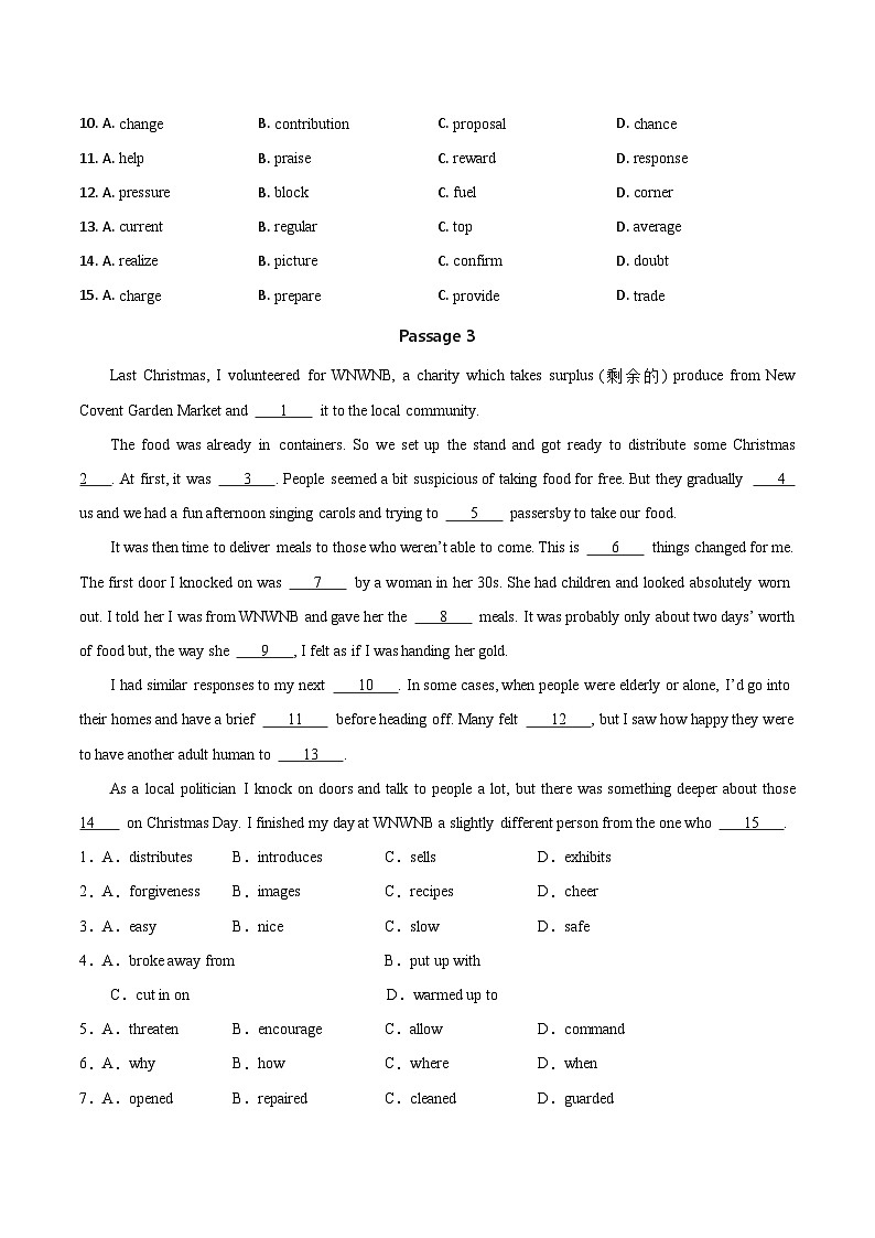 专题 03 主题二哲理感悟 -2025年高考英语完形填空专题复习提升（原卷板）第3页