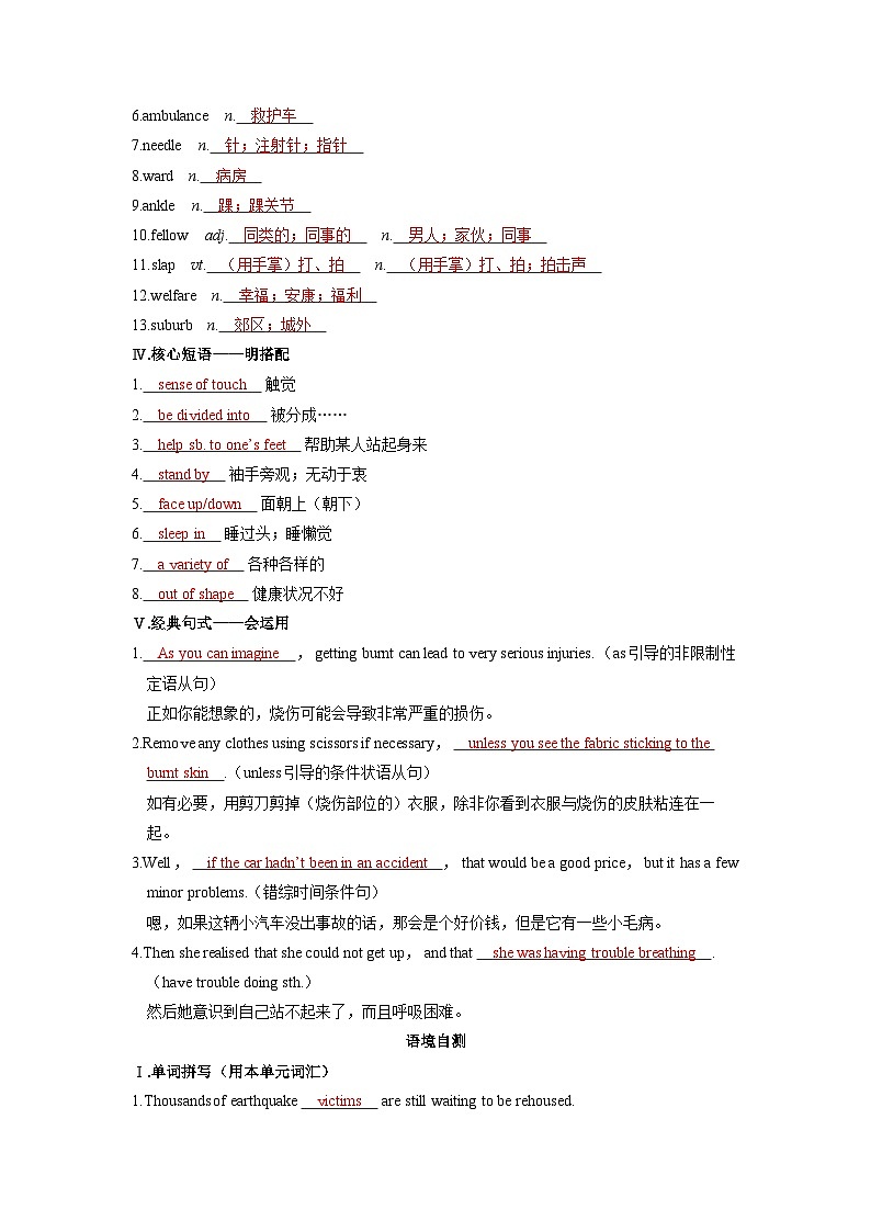 备战2025年高考英语精品教案 第一部分 过透教材 选择性必修第二册 UNIT 5 FIRST AID（Word版附解析）第2页