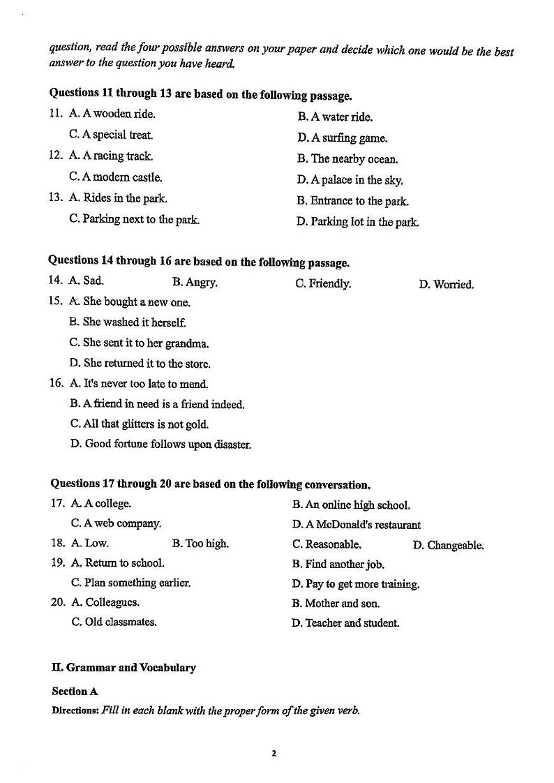 上海市华东师范大学附属天山学校2024-2025学年高一上学期期中评估英语试卷第2页