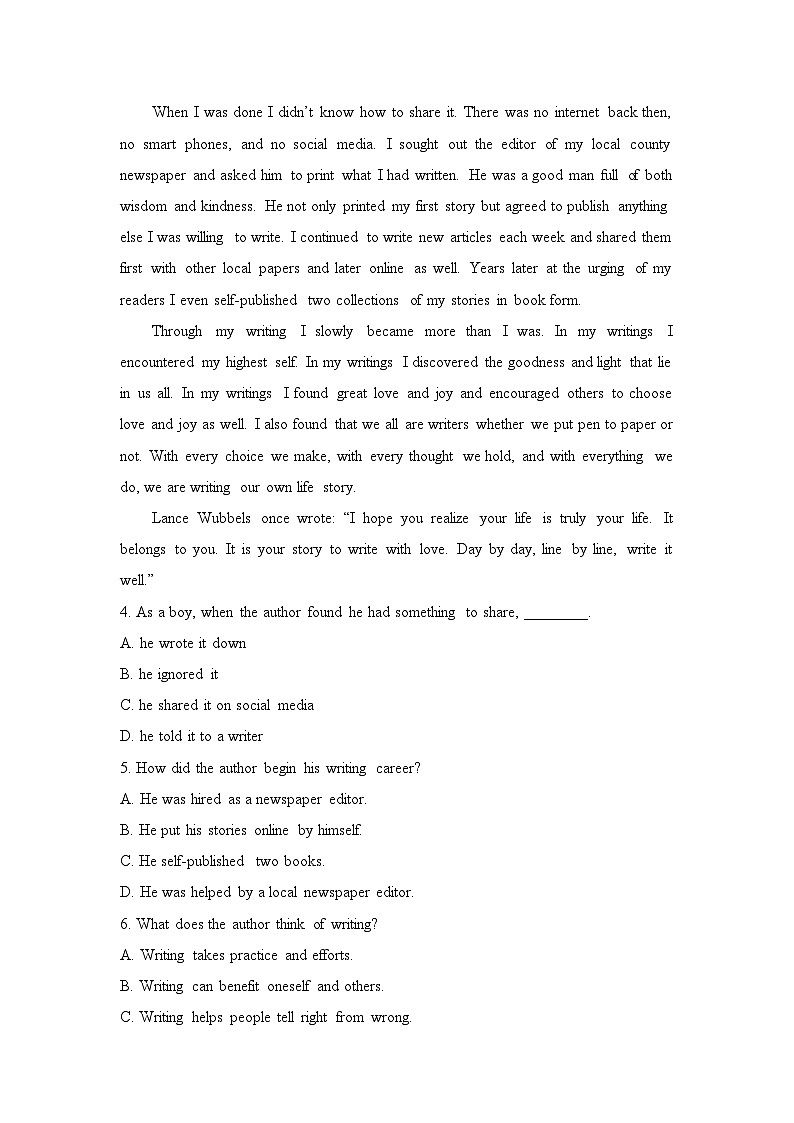 外研选择性必修第四册Unit1 单元过关检测第3页