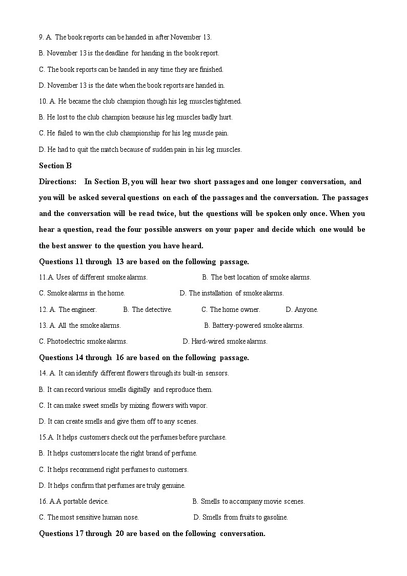 上海市宝山中学2023-2024学年高三上学期期中测评英语试卷（解析版）-A4第2页