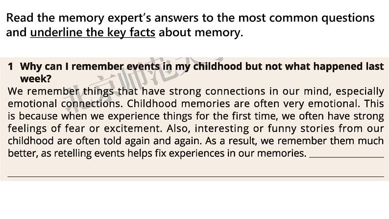 Unit 9 Learning Lesson 3 The Secrets of Your Memory 课件-2023-2024学年高一英语北师大版（2019）必修第三册第3页