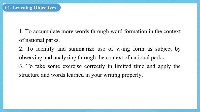 人教版（2019）高中英语选择性必修第一册Unit 3《Fascinating Parks》Learning About Language 课件第2页