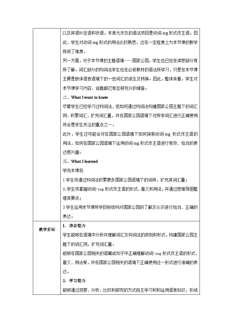 人教版（2019）高中英语选择性必修第一册Unit 3《Fascinating Parks》Learning About Langugage 教案第2页