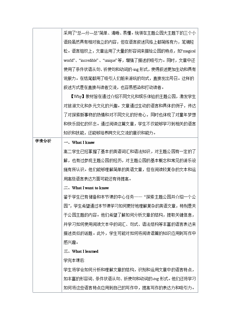 人教版（2019）高中英语选择性必修第一册Unit 3《Fascinating Parks》Using Language 教案第2页