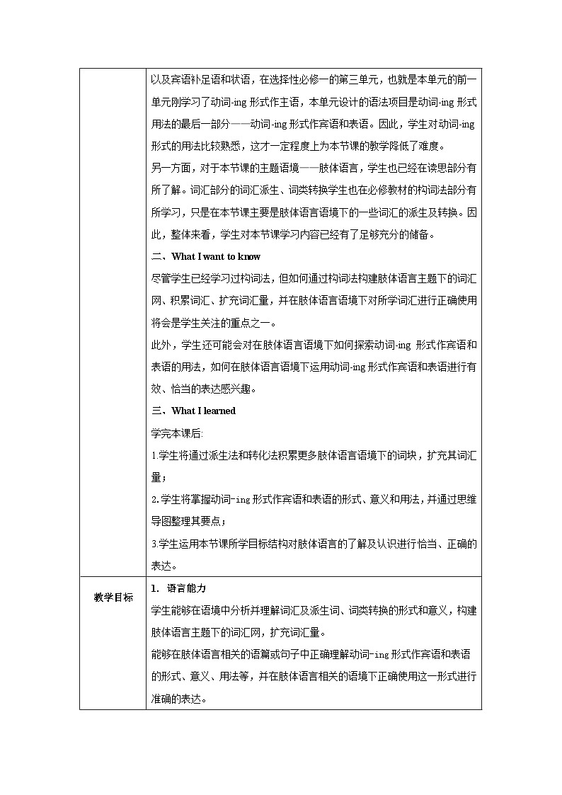 人教版（2019）高中英语选择性必修第一册Unit 4《Body Language》Learning About Langugage 教案第2页