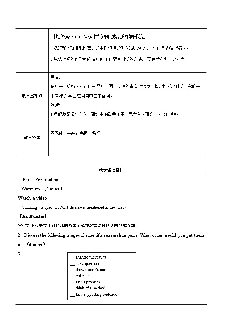 人教版2019选择性必修第二册 高二英语 Unit 1《SCIENCE AND SCIENTISTS》Reading And Thinkng 读写课 教案第2页
