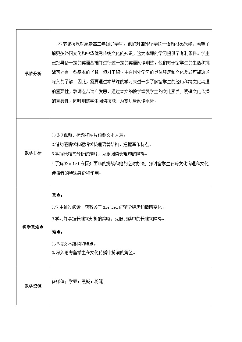 人教版2019选择性必修第二册 高二英语 Unit 2《BRIDGING CULTURES》Reading and Thinking 教案第2页