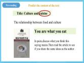 人教版2019选择性必修第二册 高二英语 Unit 3《 FOOD AND CULTURE》Reading And Thinking 课件