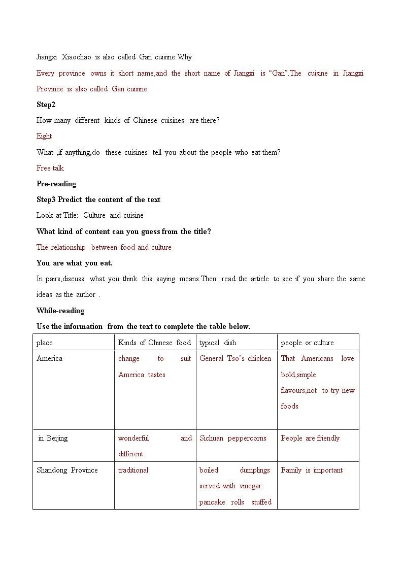 人教版2019选择性必修第二册 高二英语 UNIT3《FOOD AND CULTURE》Reading And Thinkng 导学案（解析卷）第3页