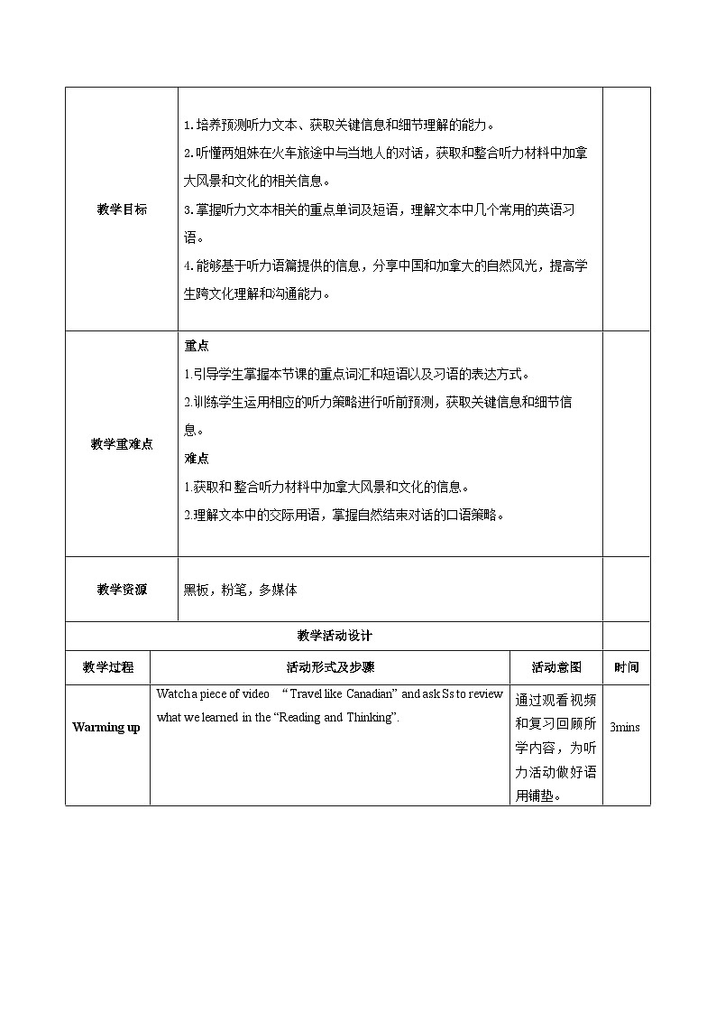 人教版2019选择性必修第二册 高二英语 Unit 4《JOURNEY ACROSS A VAST LAND》Using Language1 听说课 教案第2页