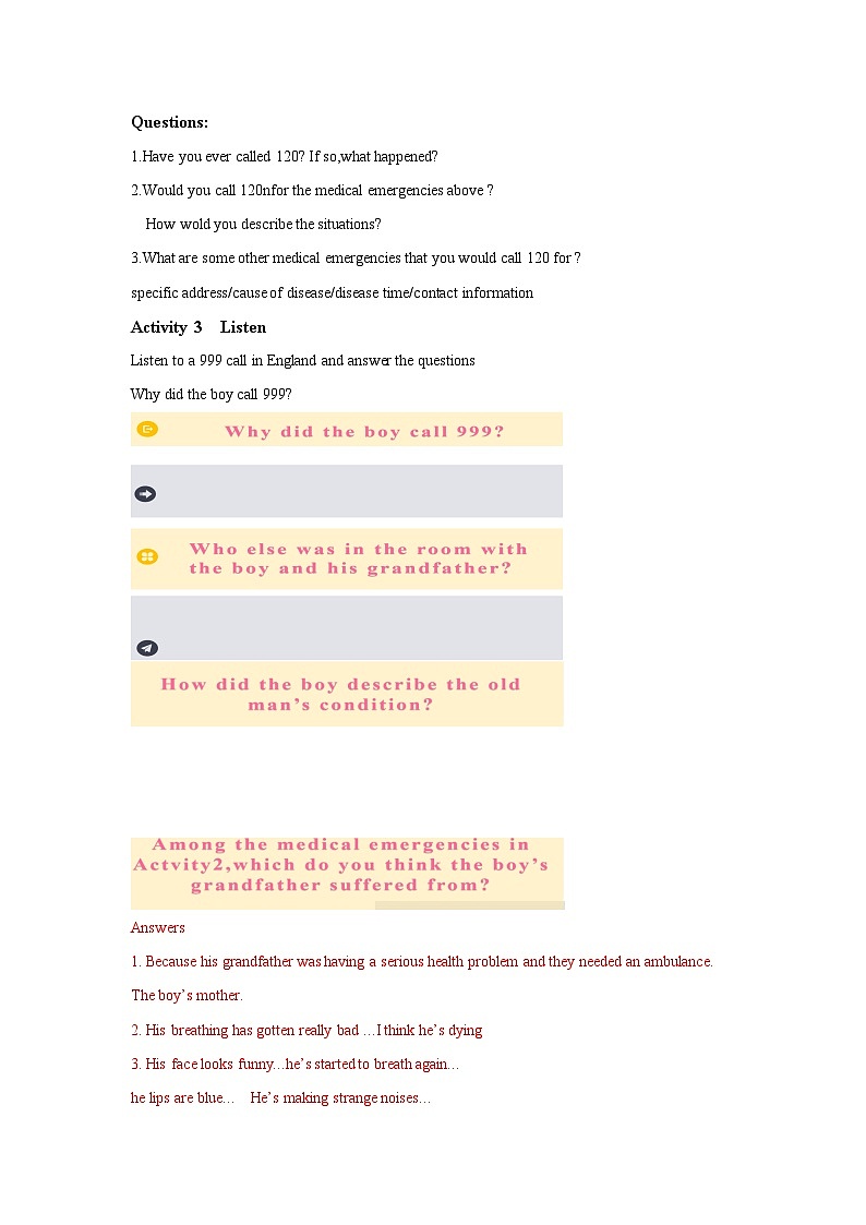 人教版2019选择性必修第二册 高二英语 UNIT5《FIRST AID》 Using language 听说课  读写课 导学案（解析卷）第2页