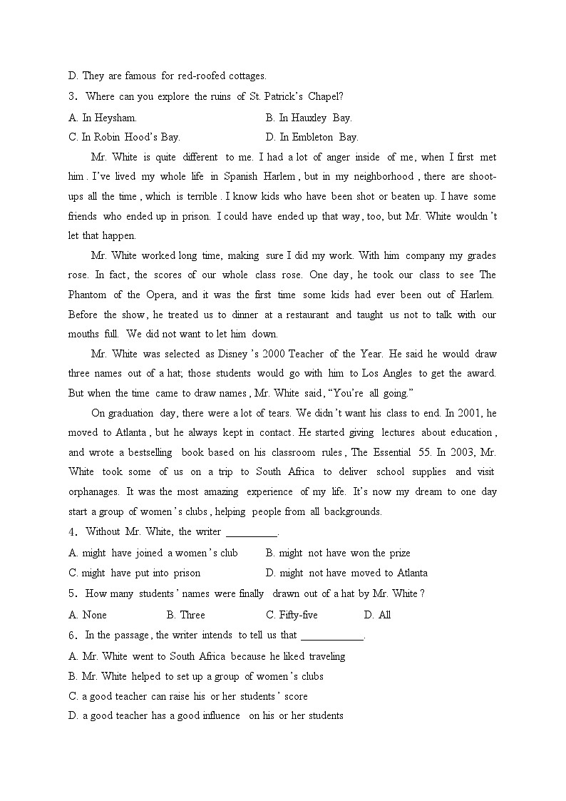 望奎县第一中学2024-2025学年高二上学期第三次月考英语试卷(含答案)第2页