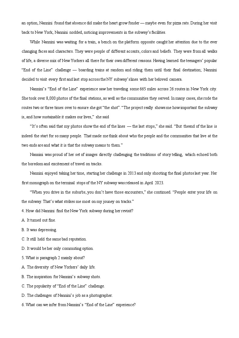 吉林省长春市东北师范大学附属中学2024-2025学年高三上学期第二次摸底考试英语试题无答案第3页