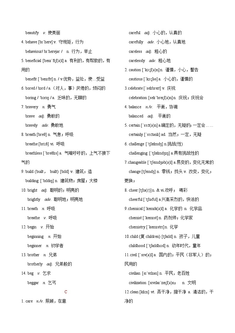 专题01 2025高考英语语法填空词形转换常见词A-H（背诵版）第3页
