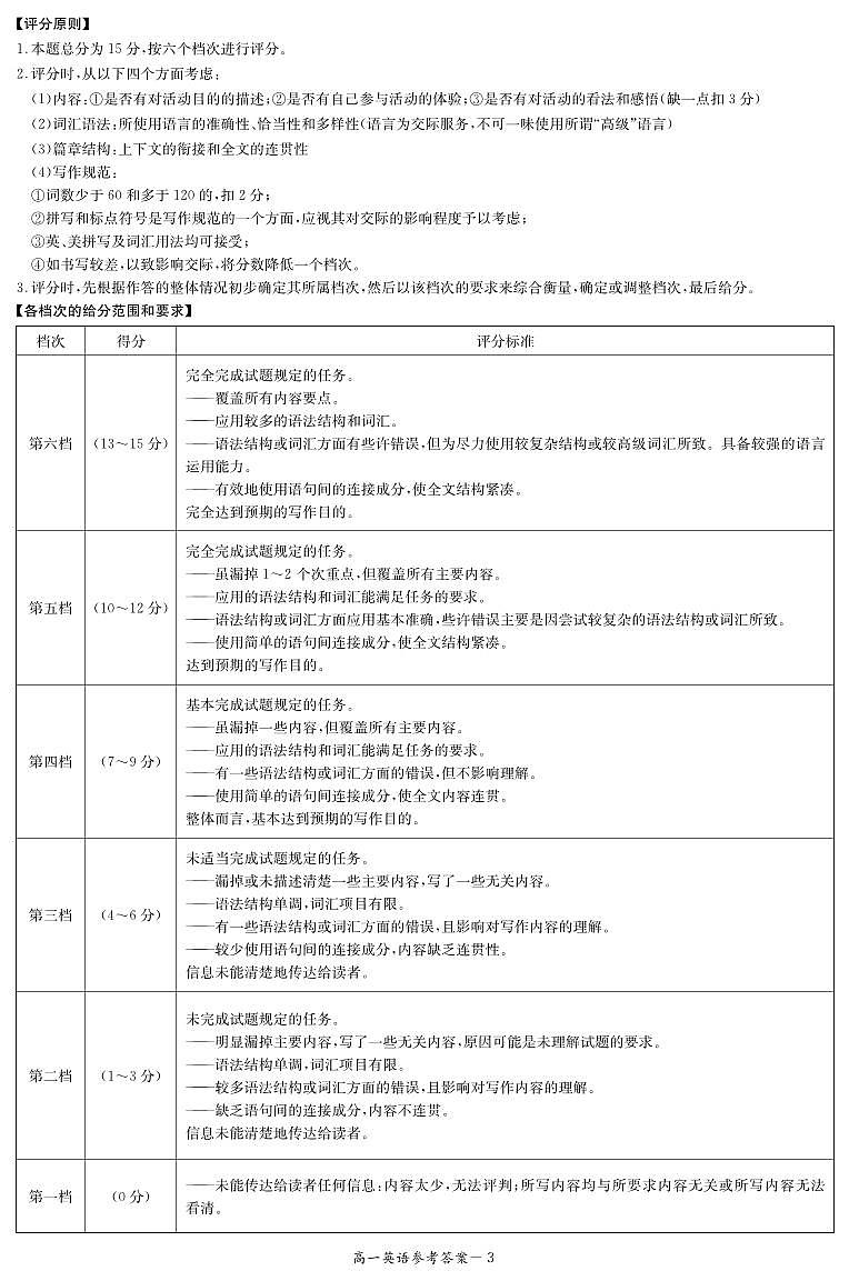 湖南省长沙市长郡中学2024-2025学年高一上学期12月英语考试试卷解析第3页