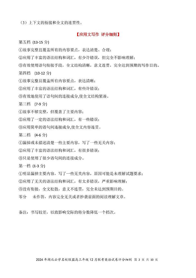 高三12月英语答案及评分细则第2页