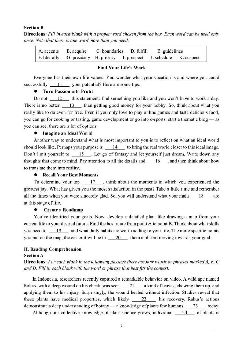 上海市普陀区2024-2025高三一模质量调研英语试卷及答案+ChatGPT作文范文第2页