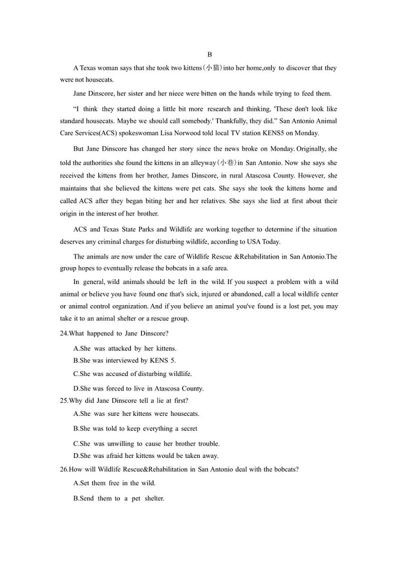 2024～2025学年湖北省黄冈市黄梅县育才高级中学高三(上)12月月考英语试卷(含答案)第3页