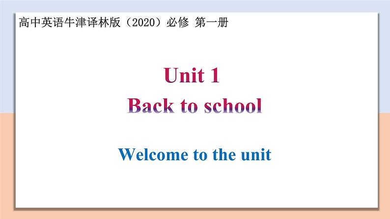 Unit 1 Section Ⅰ Welcome to the unit — 高一英语 同步教学课件（牛津译林版2020必修第一册）第1页