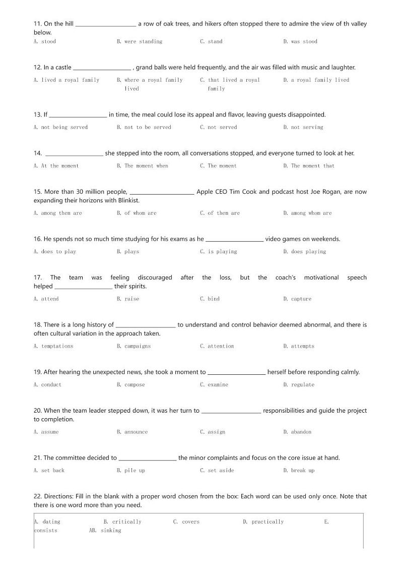 2024～2025学年上海徐汇区上海中学高二(上)期中英语试卷(含解析)第2页