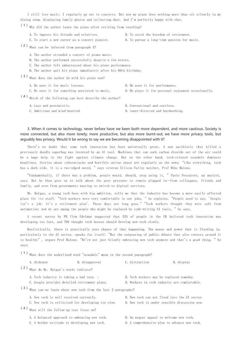 2024～2025学年浙江金华婺城区浙江金华第一中学高二(上)期中英语试卷(含解析)第2页