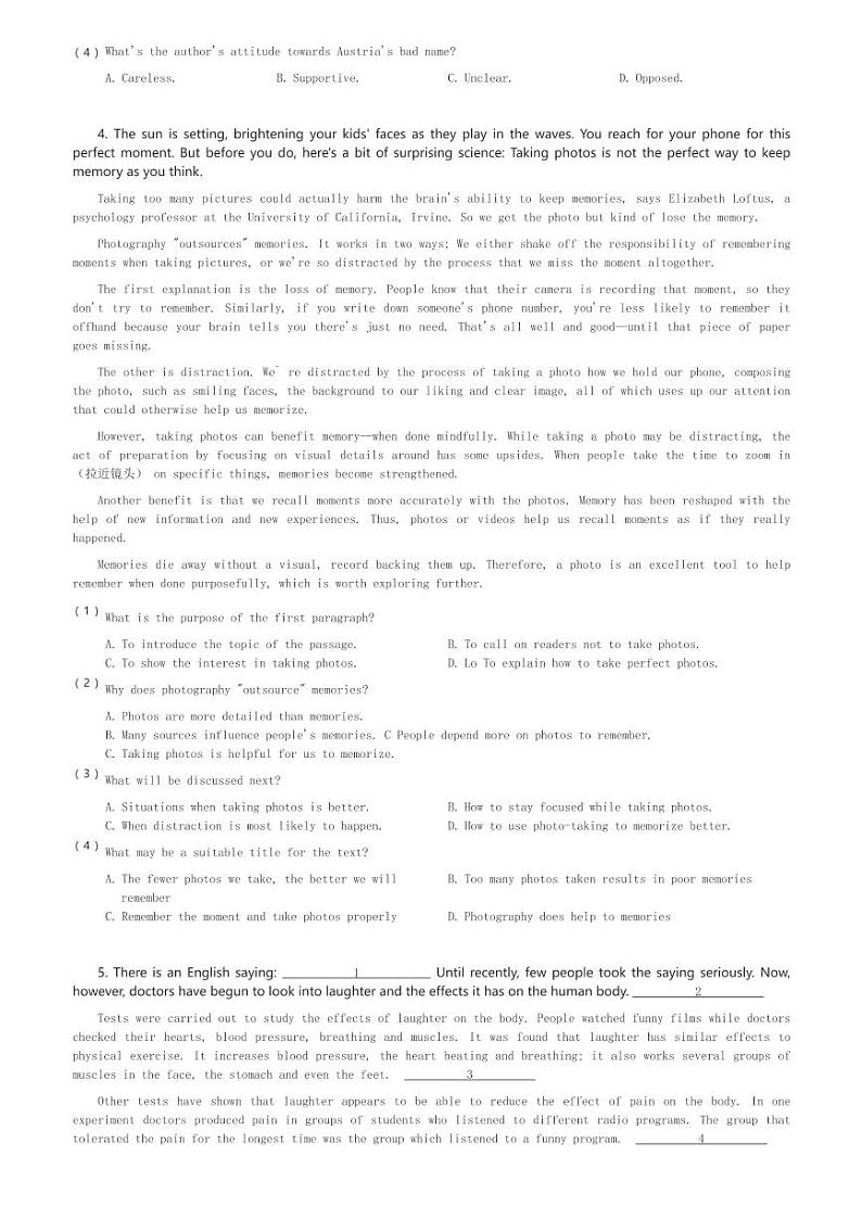 2024～2025学年山东济南历下区山东师范大学附属中学高一(上)期中英语试卷(含解析)第3页