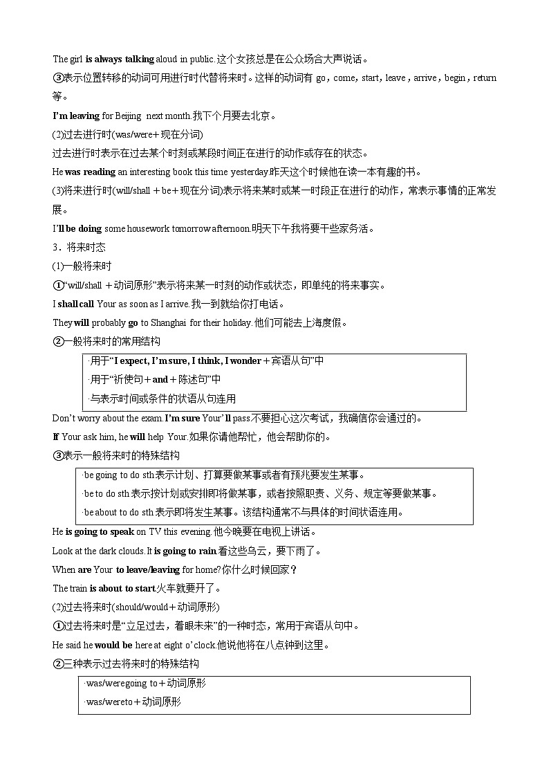 【寒假巩固提升】人教版（选修123） 高中英语 高二寒假 专题讲义第16讲 语法过关一（谓语动词及非谓语动词）（学生版）第3页