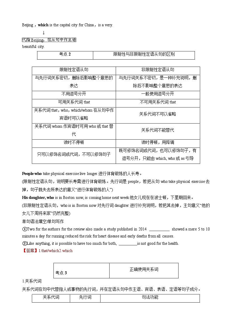 【寒假巩固提升】人教版（选修123） 高中英语 高二寒假 专题讲义第17讲 语法过关二（定语从句及名词性从句）（教师版）第2页