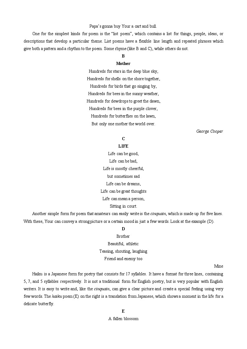 【寒假巩固提升】人教版（选修3） 高中英语 高二寒假 专题讲义第15讲 Unit5  Poems（学生版）第3页