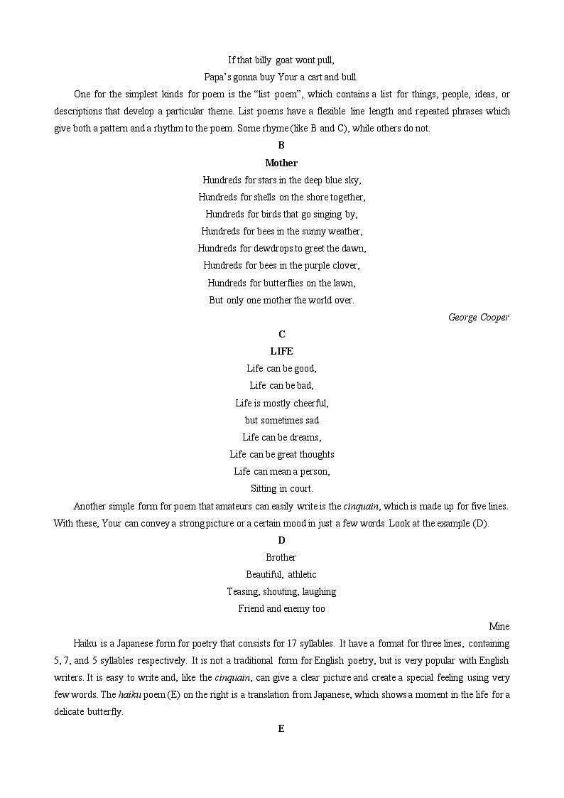 【寒假巩固提升】人教版（选修3） 高中英语 高二寒假 专题讲义第15讲 Unit5  Poems（教师版）第3页