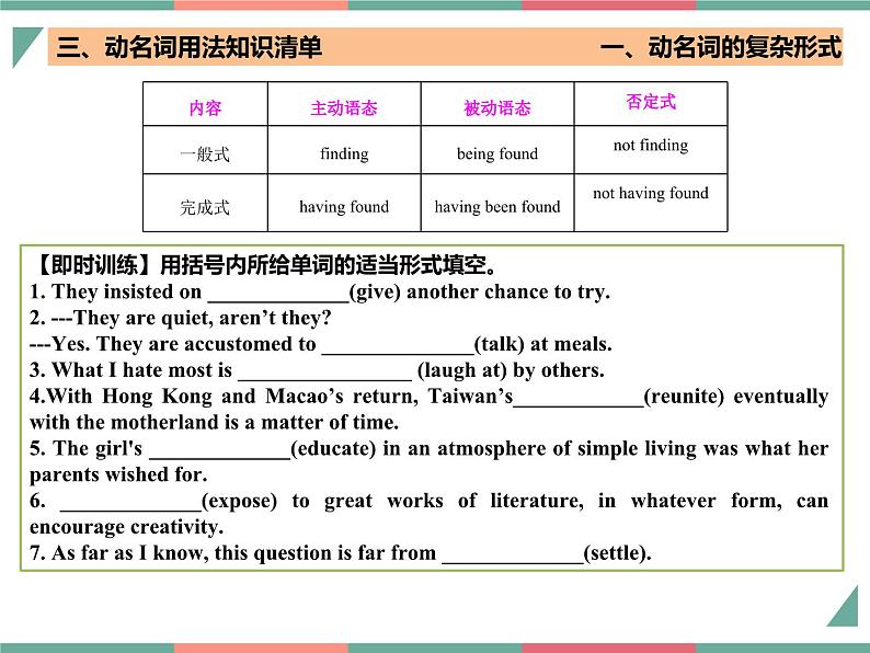 【高中英语】一轮复习：知识清单-专题02+动名词九大用法（课件）第8页