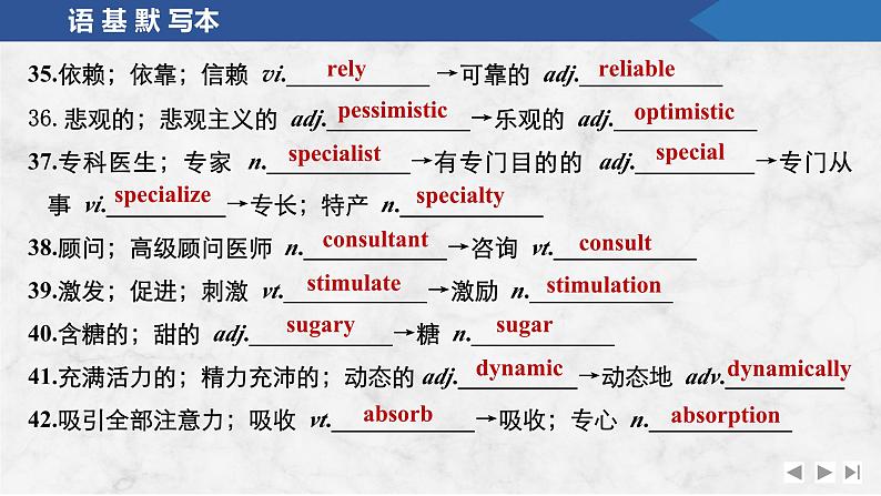 2025届人教版高中英语一轮话题复习语基默写练习课件：话题6　健康的生活方式第6页