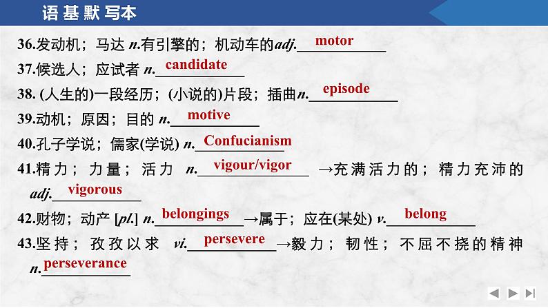 2025届人教版高中英语一轮话题复习语基默写练习课件：话题9　正确的人生态度，公民义务与社会责任第6页