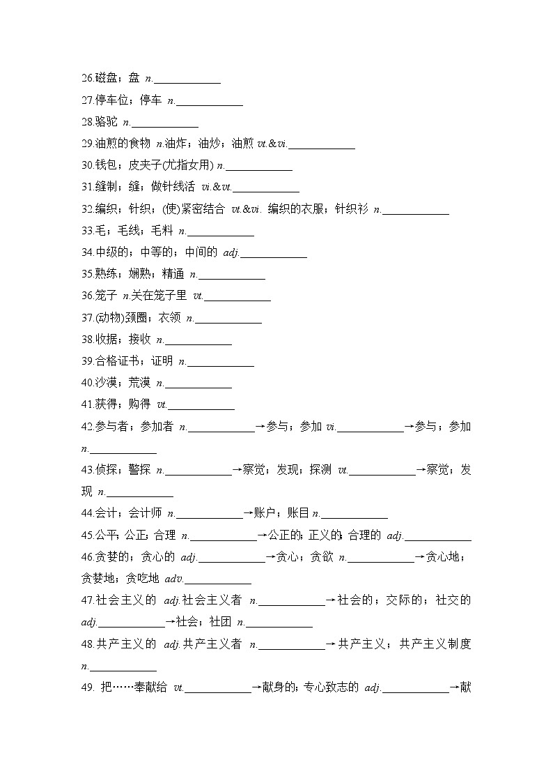 2025届人教版高中英语一轮话题复习语基默写练习：话题10　个人职业倾向、规划未来（学生版）第2页