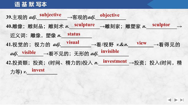 2025届人教版高中英语一轮话题复习语基默写练习课件：话题16　绘画、建筑等领域的代表性作品和人物第7页