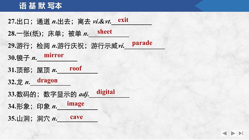 2025届人教版高中英语一轮话题复习语基默写练习课件：话题19　物质与非物质文化遗产第5页