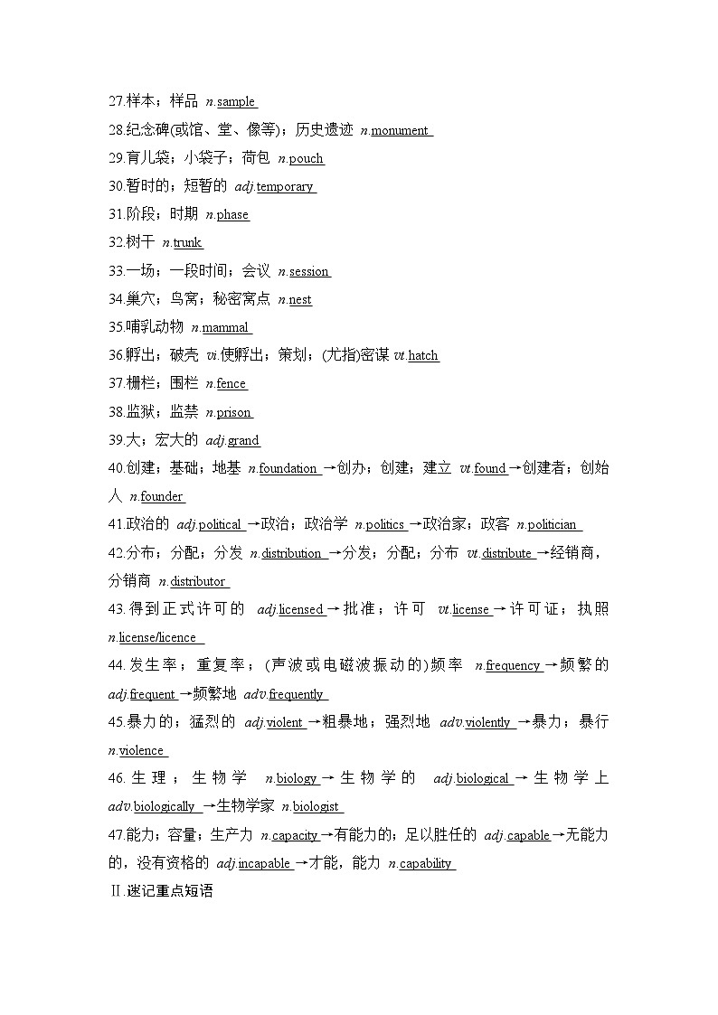 2025届人教版高中英语一轮话题复习语基默写练习：话题24旅游与各国标志性风物（教师版）第2页