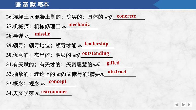 2025届人教版高中英语一轮话题复习语基默写练习课件：话题28　科技发展与科学家精神第5页