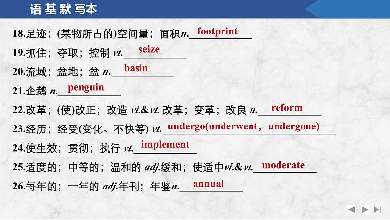 2025届人教版高中英语一轮话题复习语基默写练习课件：话题32　自然环境保护第4页