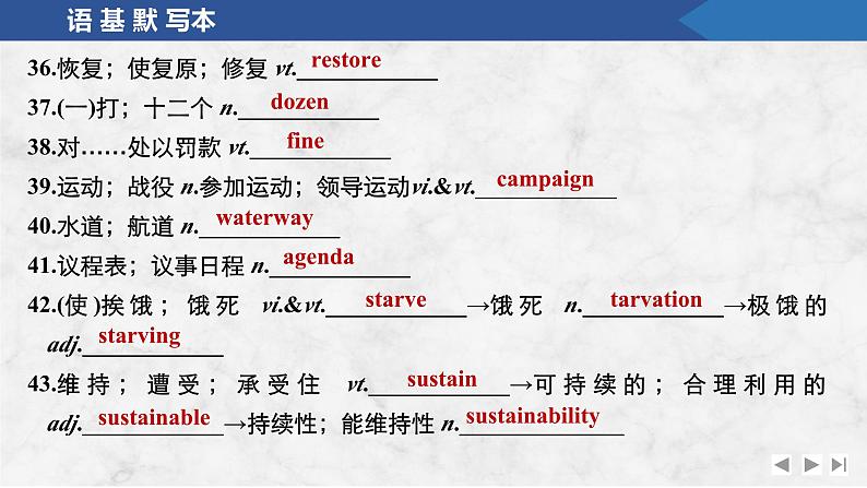 2025届人教版高中英语一轮话题复习语基默写练习课件：话题32　自然环境保护第6页