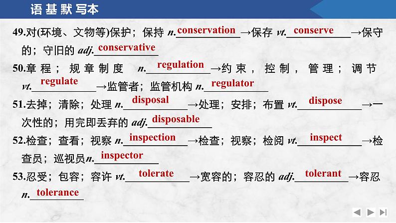 2025届人教版高中英语一轮话题复习语基默写练习课件：话题32　自然环境保护第8页