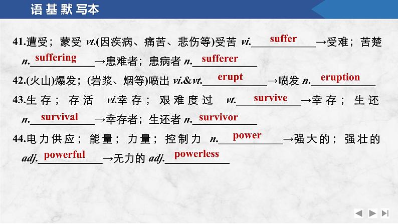 2025届人教版高中英语一轮话题复习语基默写练习课件：话题34　自然灾害与防范第7页