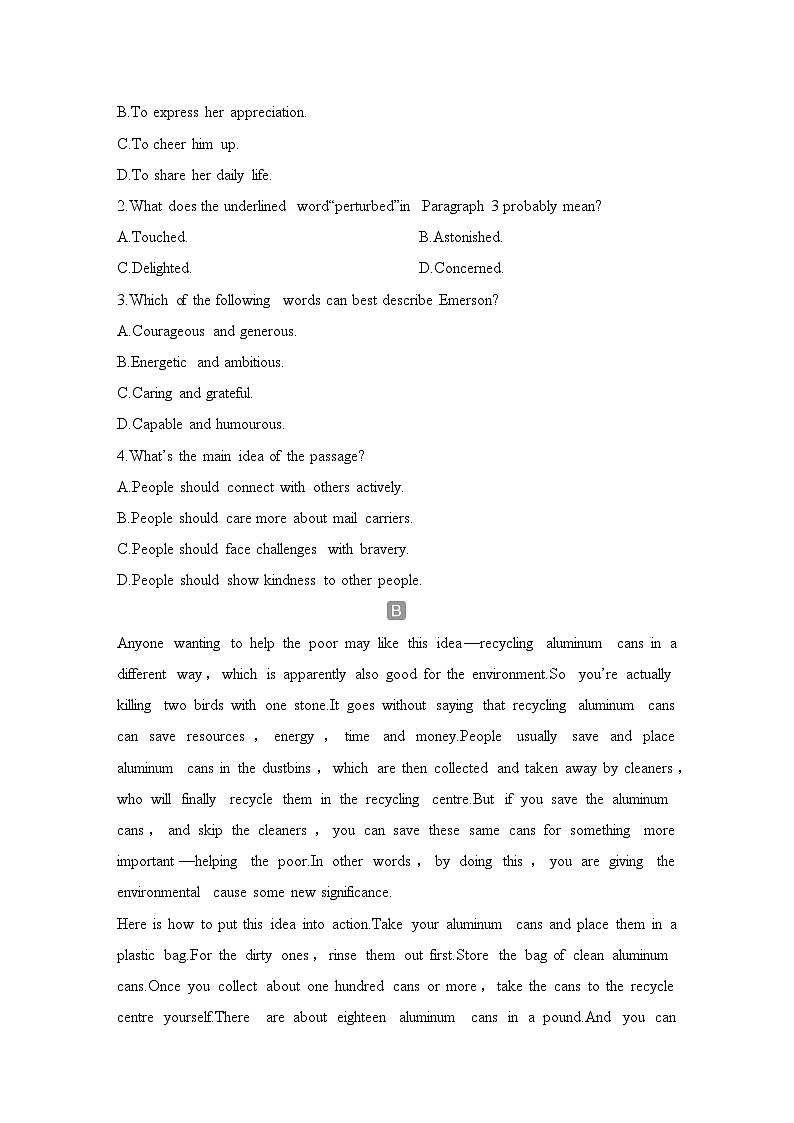 2025届人教版(2019)高中英语一轮话题复习高考题型练：话题14　公益事业与志愿者服务（学生版）第2页