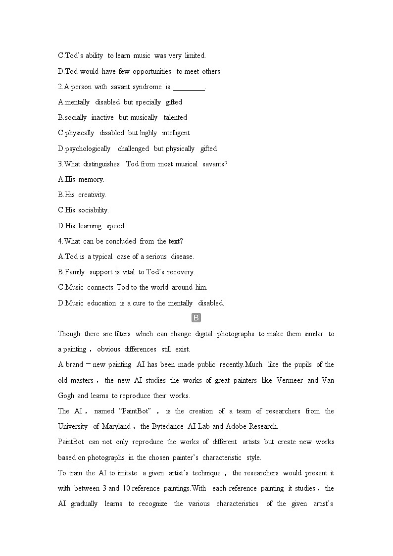 2025届人教版(2019)高中英语一轮话题复习高考题型练：话题16　绘画、建筑等领域的代表性作品和人物（学生版）第2页